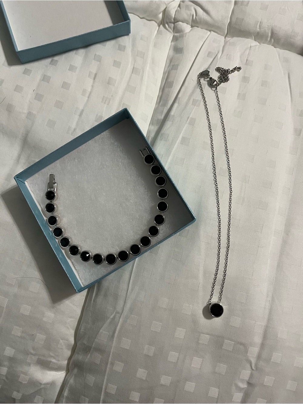 Touchstone Crystal by Swarovski Jet Ice Bracelet and Necklace Set
